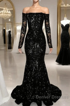 Long Sleeve Mermaid Sequin Pattern Dress