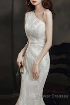 Long Sleeve Sequin Champagne Prom Dress