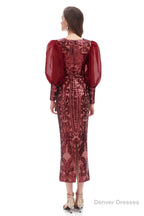 Long Sleeve Tea Length Prom Dresses