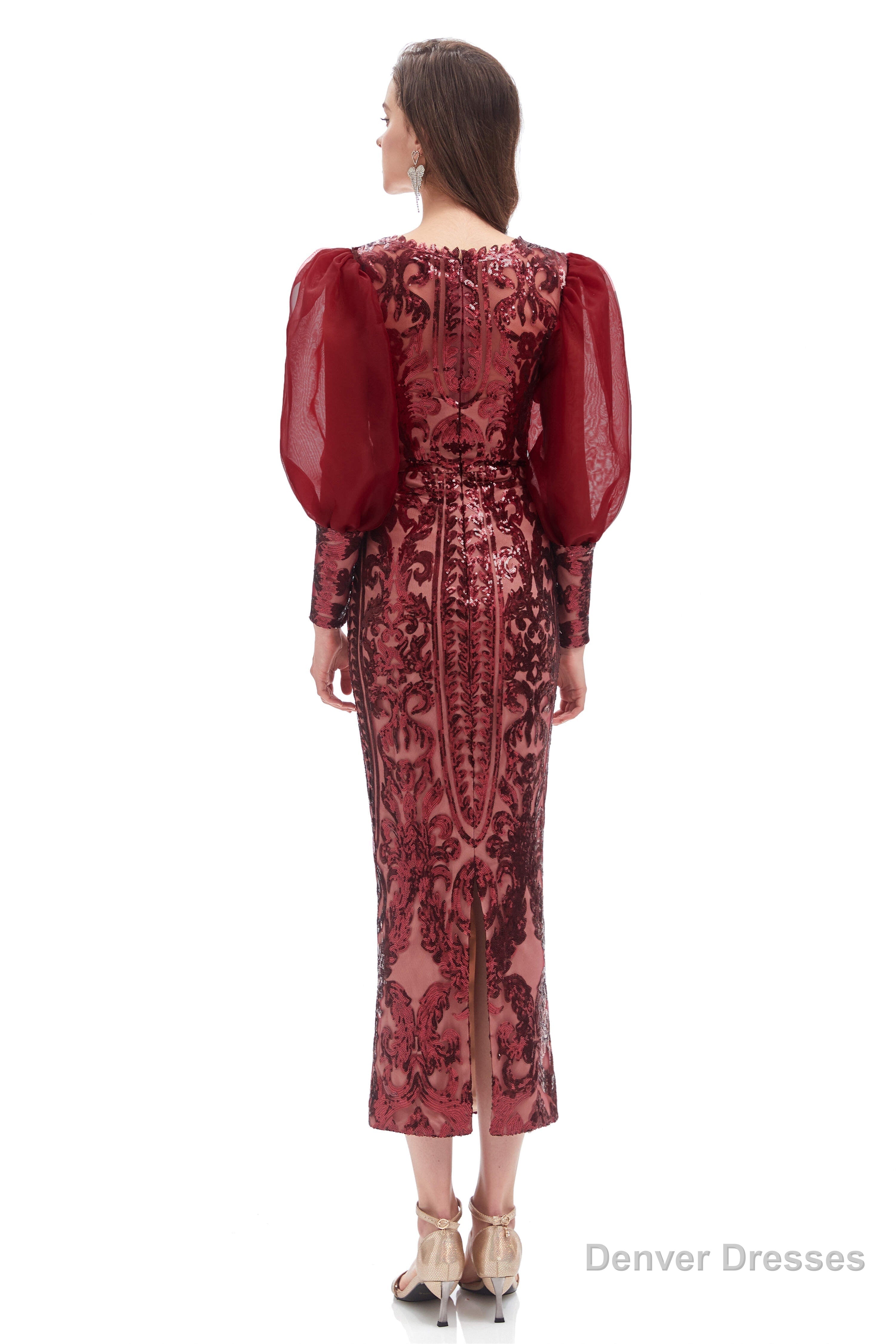 Long Sleeve Tea Length Prom Dresses