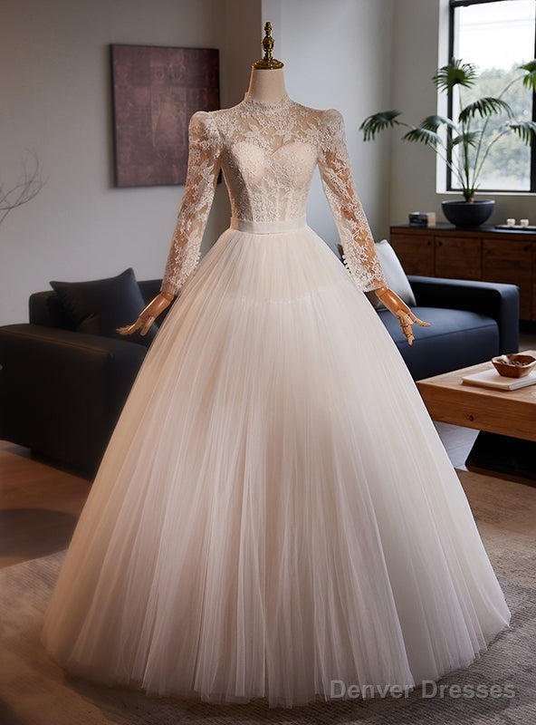 Long Sleeve Tulle Lace Backless Wedding Dress Main image