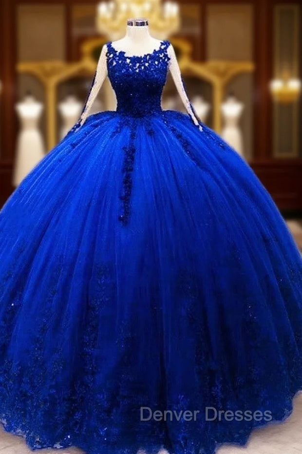 Long Sleeves Ball Gown Appliques Dress