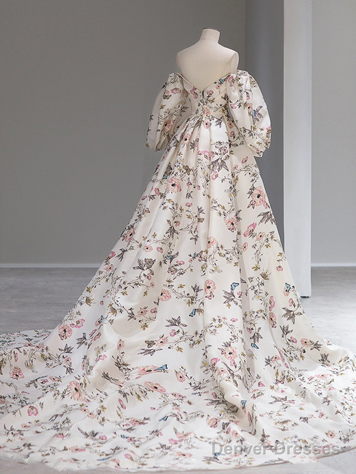 Long Sleeves Floral Long Prom Dresses, Long Sleeves Formal Evening Dresses Secondary image