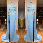 Long Sleeves High Neck Mermaid Prom Dress Long With Slit