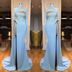 Long Sleeves High Neck Mermaid Prom Dress Long With Slit