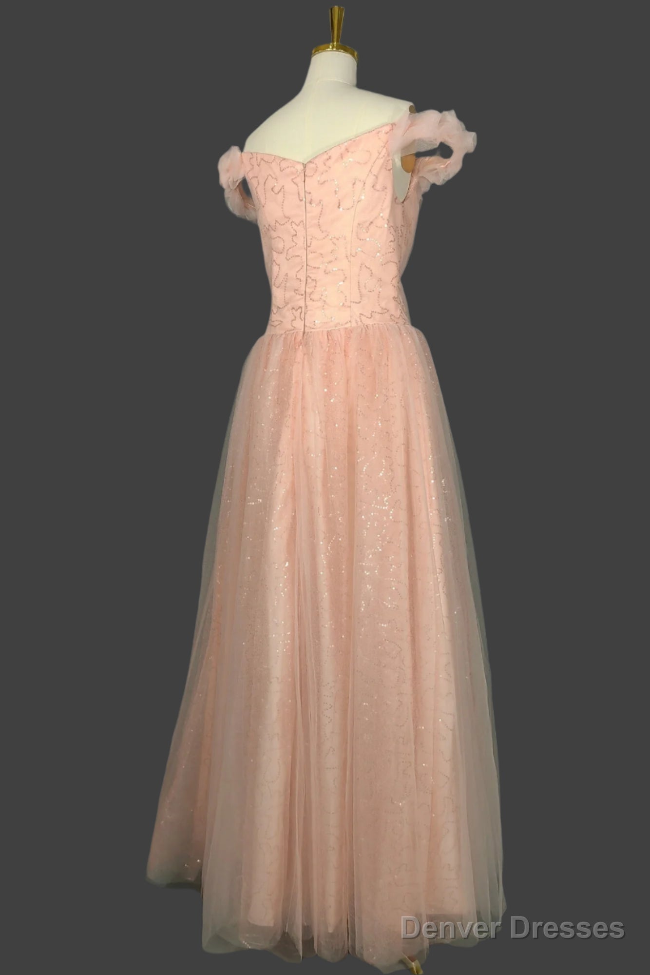 Long Straps A-line Prom Dresses Tulle Off Shoulder Evening Dresses Secondary image