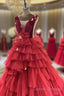 Long Tulle Red Prom Dress