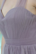 Long Tulle Sweetheart Lavender Sleeveless Lavender Prom Dresses