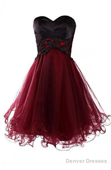 Lovely A-Line Mini Burgundy Organza Homecoming Dress With Appliques Secondary image