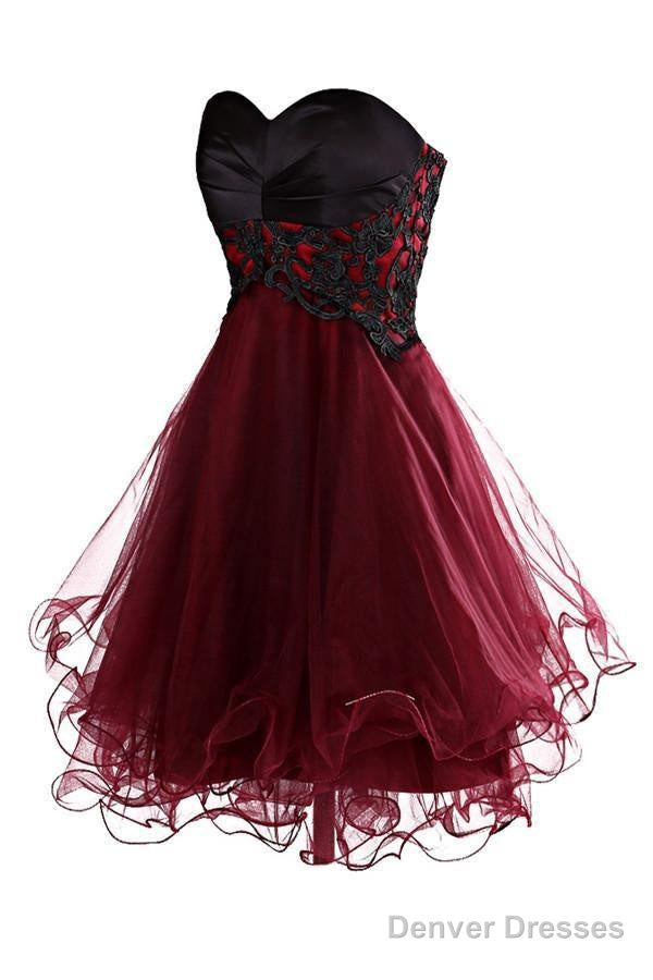 Lovely A-Line Mini Burgundy Organza Homecoming Dress With Appliques