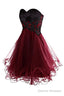 Lovely A-Line Mini Burgundy Organza Homecoming Dress With Appliques