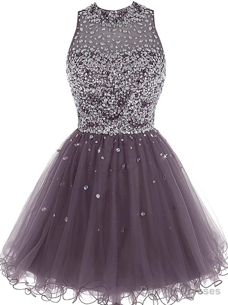 Lovely Beaded Tulle Homecoming Dress, Short Prom Dress Secondary image