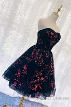 Lovely Black Sweetheart Short Homecoming Dress, Black Prom Dress