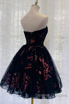 Lovely Black Sweetheart Short Homecoming Dress, Black Prom Dress