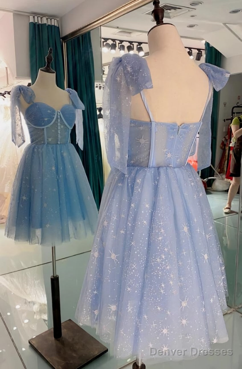 Lovely Blue Short Tulle Homecoming Dress Prom Dresses, Blue Evening Dresses Secondary image