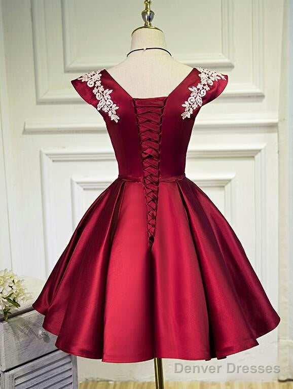 Lovely  Cap Sleeves Short Party Dresses, Satin Homecoming Dress Secondary image