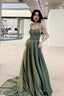 Lovely Green Backless Long Shiny Prom Dress Party Dress, Green Evening Dresses