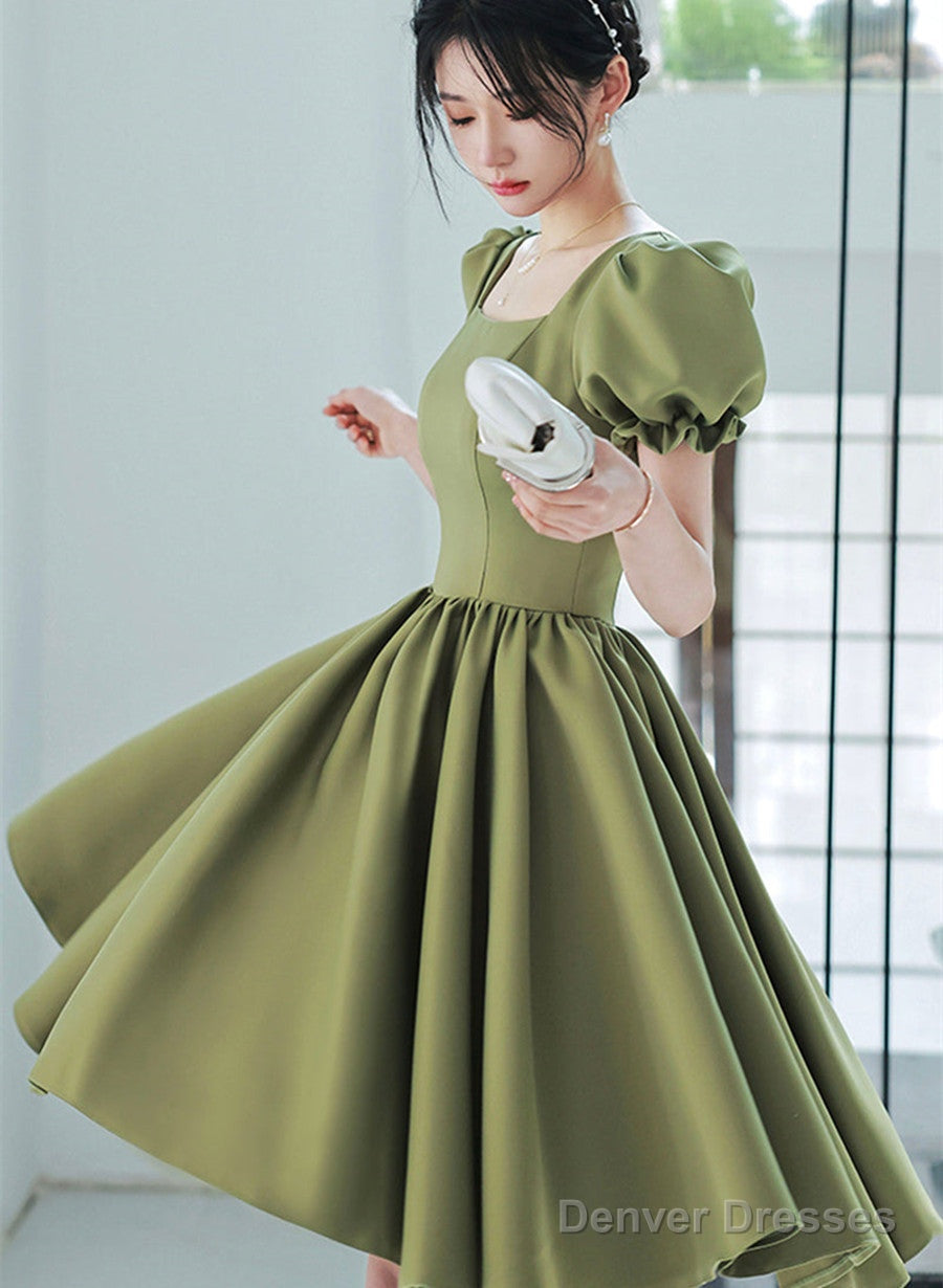 Lovely Green Short Sleeves Party Dress, Green Short Prom Dress Homecoming Dress Main image