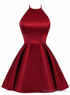 Lovely Halter Short Prom Dress, Homecoming Dresses , Satin Formal Dress