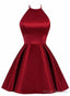 Lovely Halter Short Prom Dress, Homecoming Dresses , Satin Formal Dress