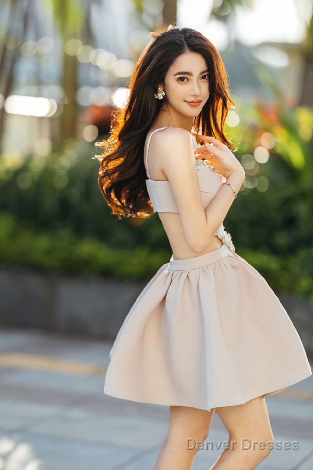 Lovely Heart-Shaped Diamond Backless Prom Dresses, Party Dresses