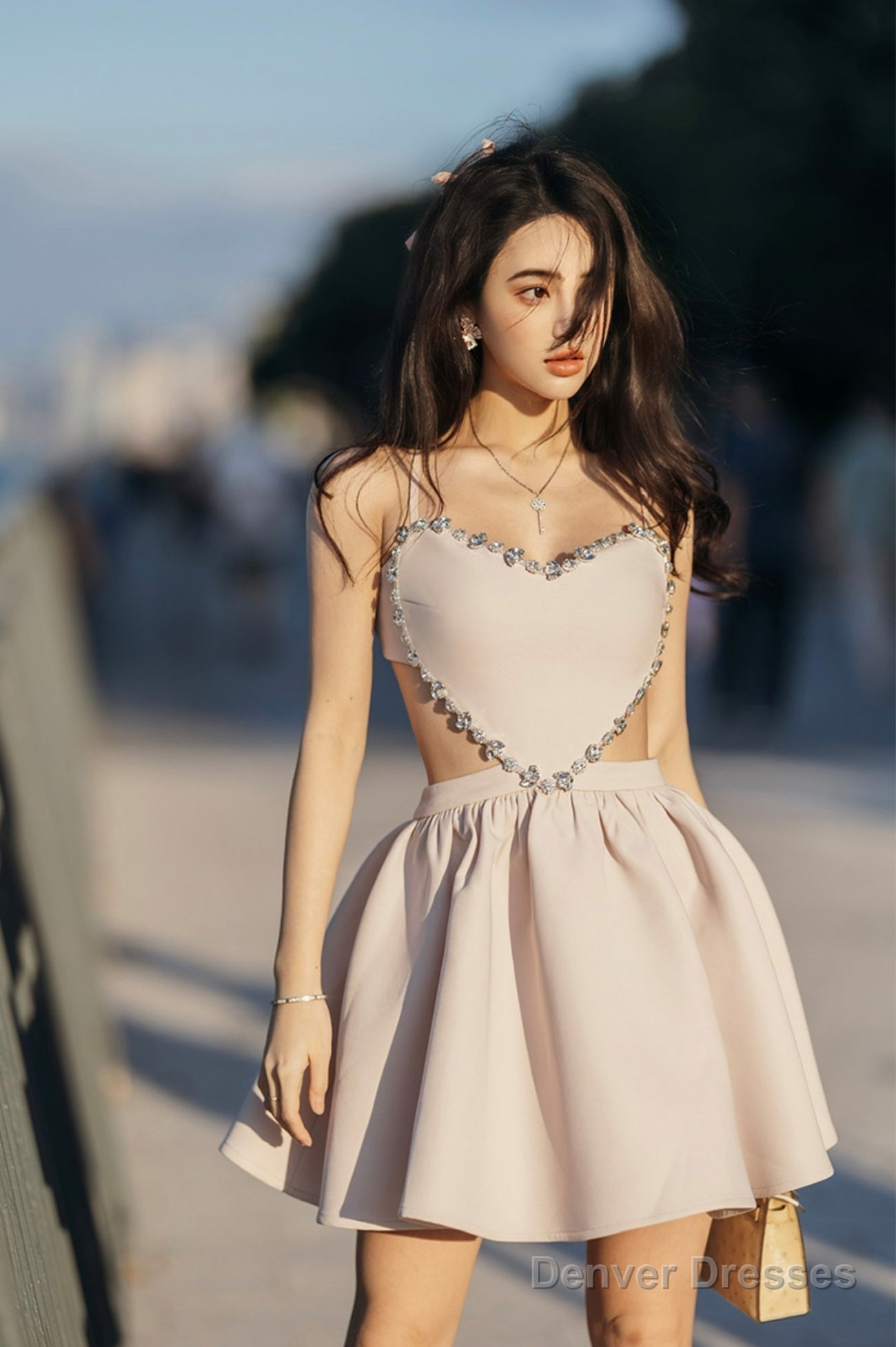 Lovely Heart-Shaped Diamond Backless Prom Dresses, Party Dresses Main image