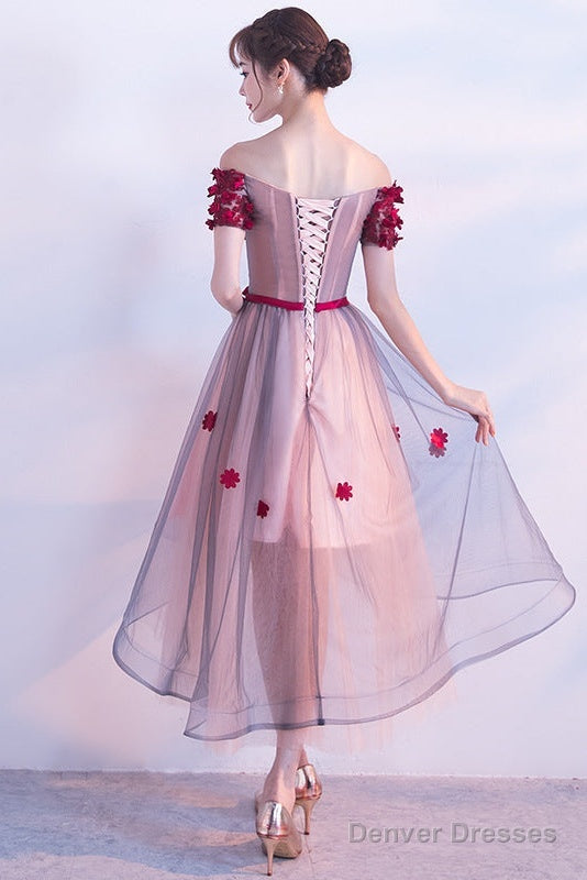 Lovely High Low Flowers Party Dress , Homecoming Dress