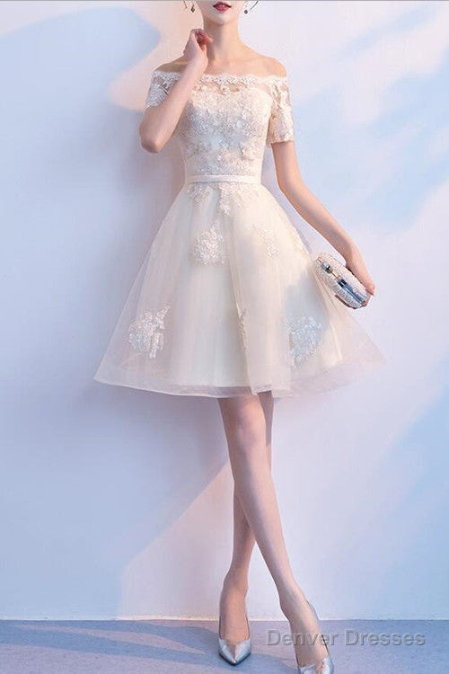 Lovely Ivory Organza Short Sleeves Party Dress, Cute Party Dress, Lovely Short Prom Dress Main image