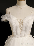 Lovely Ivory Sweetheart Beaded Tullle Homecoming Dress Party Dress, Short Prom Dresss