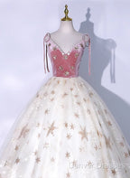 Lovely Ivory Tulle Ball Gown Straps Party Dress, Ivory Sweet 16 Dress Formal Dress