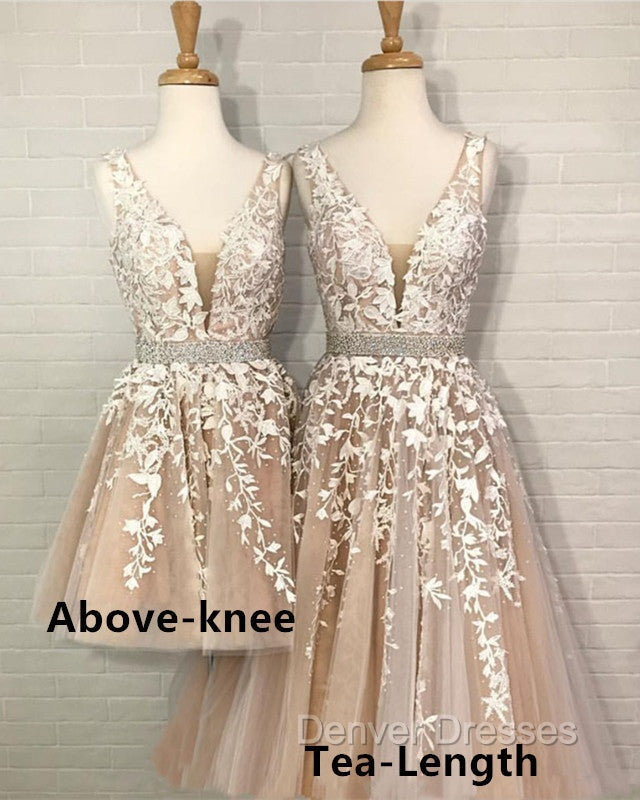 Lovely Lace Embroidery Beaded V-Neck Tulle Homecoming Dress Secondary image