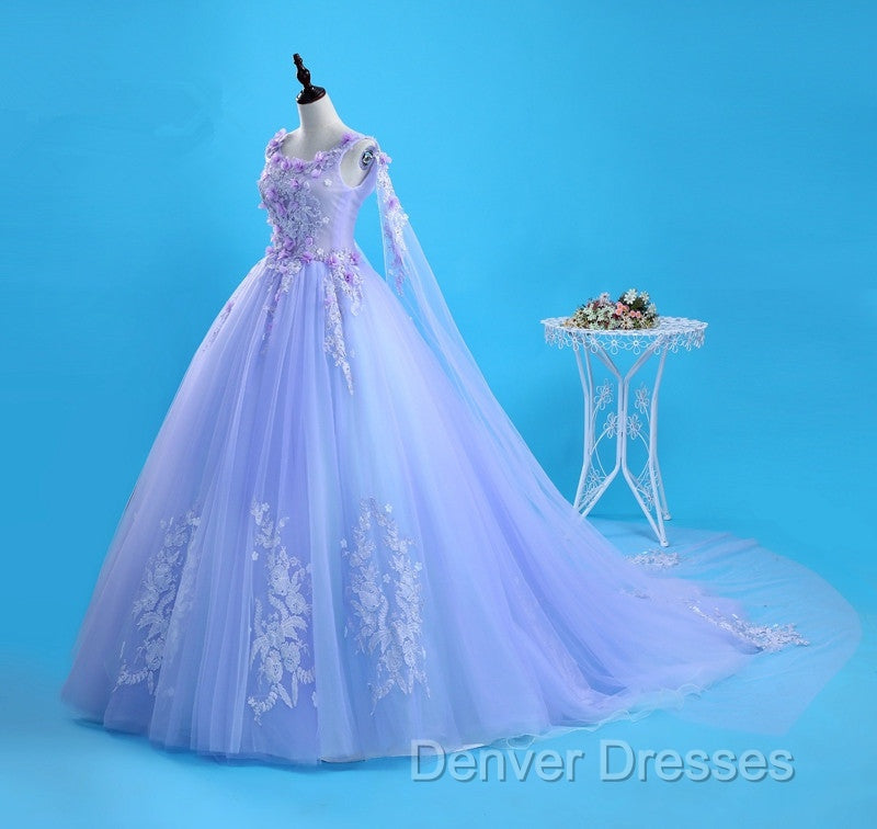 Lovely Lavender Tulle Flower Lace Ball Gown Formal Gown, Lavender Sweet 16 Dress Secondary image