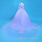 Lovely Lavender Tulle Flower Lace Ball Gown Formal Gown, Lavender Sweet 16 Dress