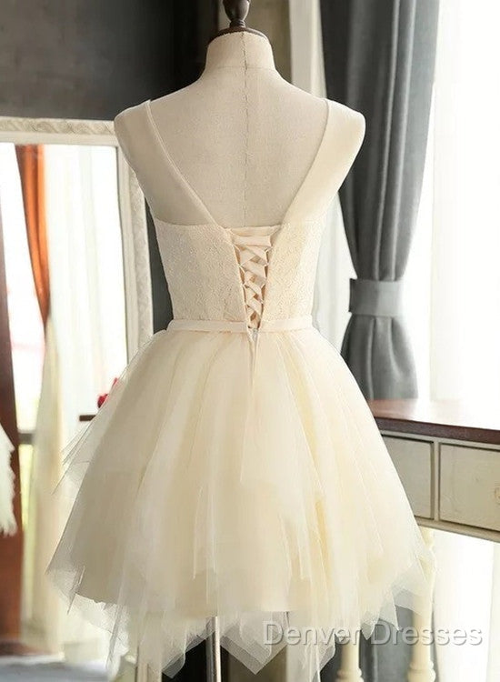 Lovely Light Champagne Short Tulle Party Dress, Cute Prom Dress, Homecoming Dress For Teens Secondary image