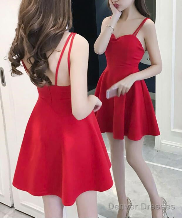 Lovely Mini Women Straps Sexy Party Dress In Stock, Red Women Dress, Mini Dress Secondary image