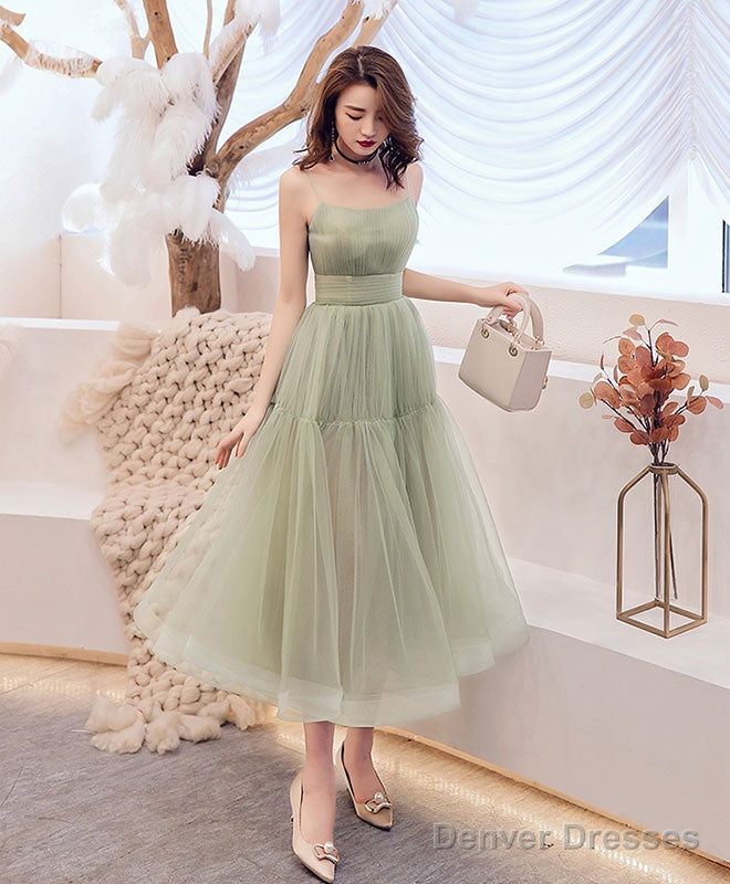 Lovely Mint Green Tulle Layers Tea Length Party Dresses, Green Formal Dresses Secondary image