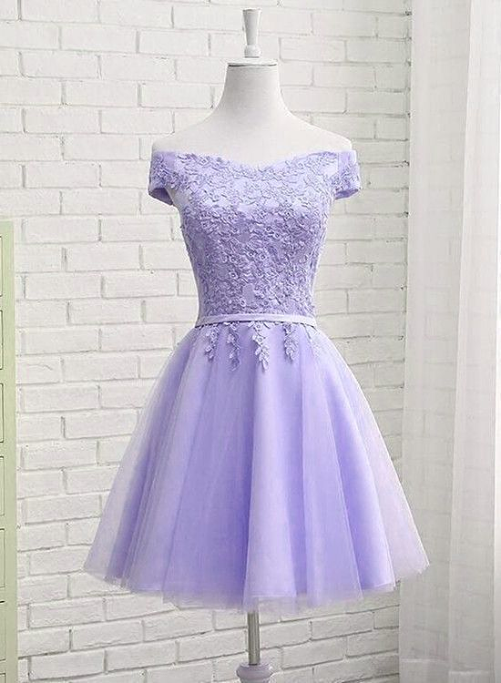 Lovely Off Shoulder Short Party Dress, Cute Homecoming Dress Main image