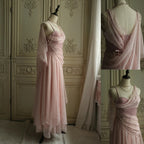 Affordable Prom Dress Under $165||Lovely Pink Chiffon Prom Dress Princess Pearls Spaghetti Straps Evening Dress