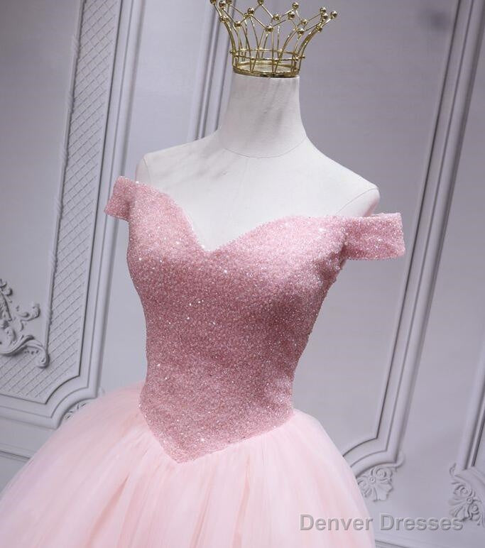 Lovely Pink Off Shoulder Style Princess Tulle Homecoming Dress, Pink Prom Dress Party Dress Secondary image