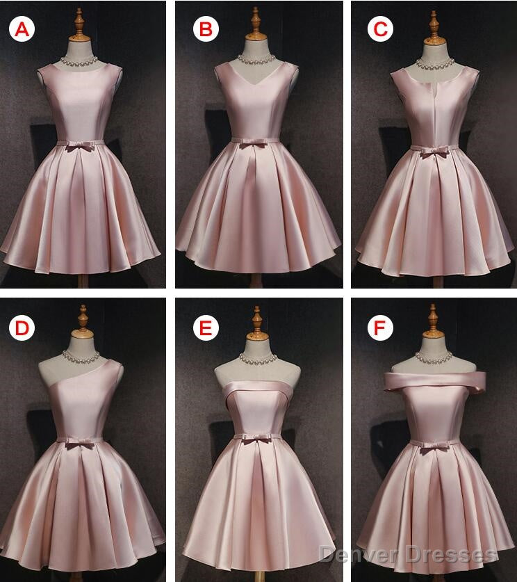 Lovely Pink Satin Short Homecoming Dresses Party Dress, Pink Short Prom Dress Secondary image