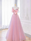 Lovely Pink Tulle Long Prom Dress with Bow Pink Formal Dresses prom dresses shops