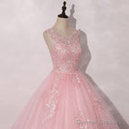 Lovely Pink Tulle Round Neckline Sweet 16 Dress, Pink Quinceanera Dress