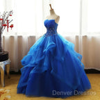 Lovely Royal Blue Tulle Prom Dress, Blue Sweet 16 Dress