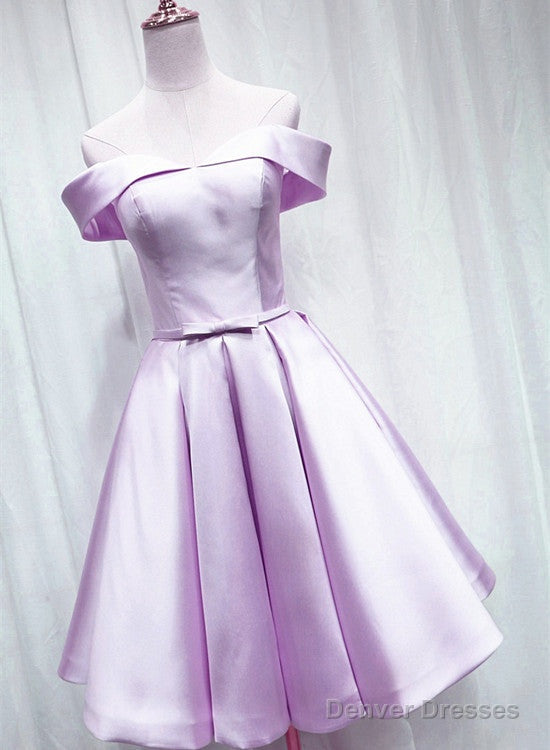 Lovely Satin Off Shoulder Light Purple Sweetheart Formal Dress, Short Homecoming Dress Main image