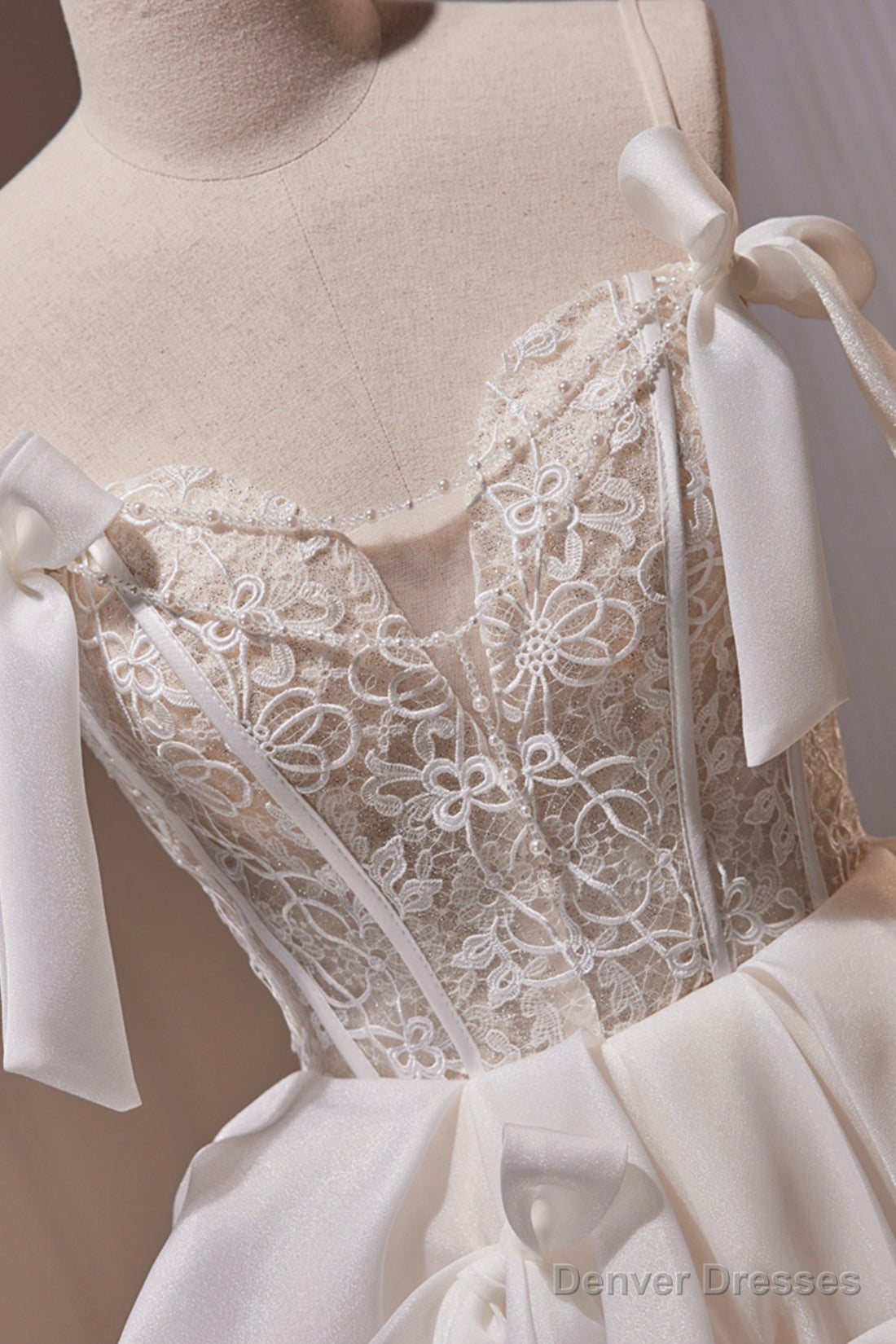 Lovely Spaghetti Strap Lace Short Prom Dress, Light Champagne Party Dress Secondary image