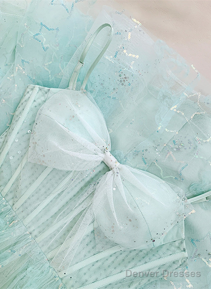 Lovely Sweethart Tulle Long A-Line Formal Dress, Light Blue Tulle Prom Dress Main image