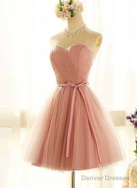 Lovely Sweetheart Short Party Dress, Pink Cute Teen Party Dress With Belt, Wedding Party Dresses Main image
