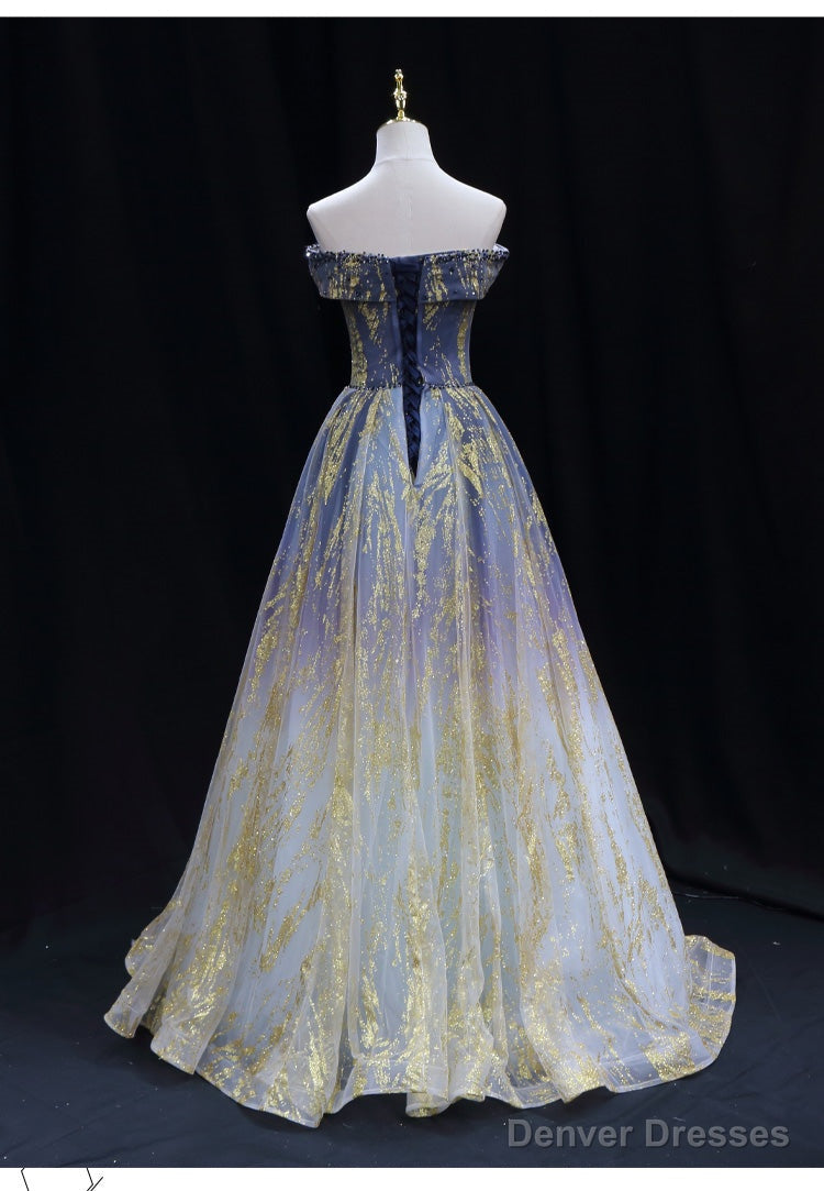 Lovely Tulle Gradient Long Formal Dress Party Dresses, Gradient Evening Party Dresses Secondary image