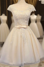 Lovely Tulle Light Champagne Short Prom Dress, Homecoming Dress , Formal Dress, Prom Dress