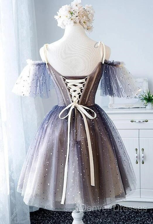Lovely Tulle Offshoulder Short Prom Dress, Lace Up Homecoming Dress